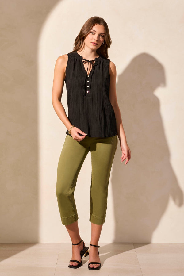 Tribal Haut Sans Manches Fluide Texturé À Col En V