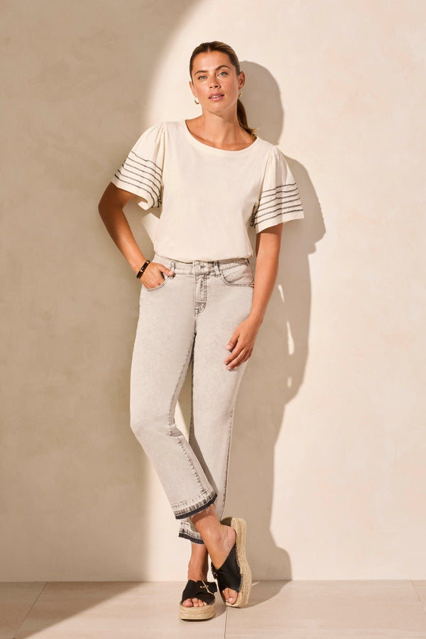 tribal Jean Sophia Curvy Écourté Semi-Évasé