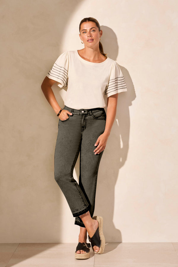 tribal Jean Sophia Curvy Écourté Semi-Évasé