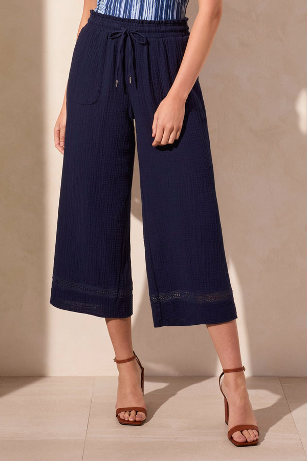 Tribal Pantacourt À Jambe Large Sans Braguette