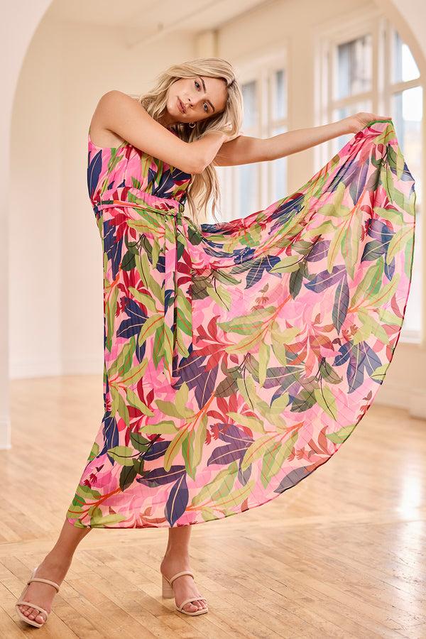 tribal Robe Longue À Plis Surplombants