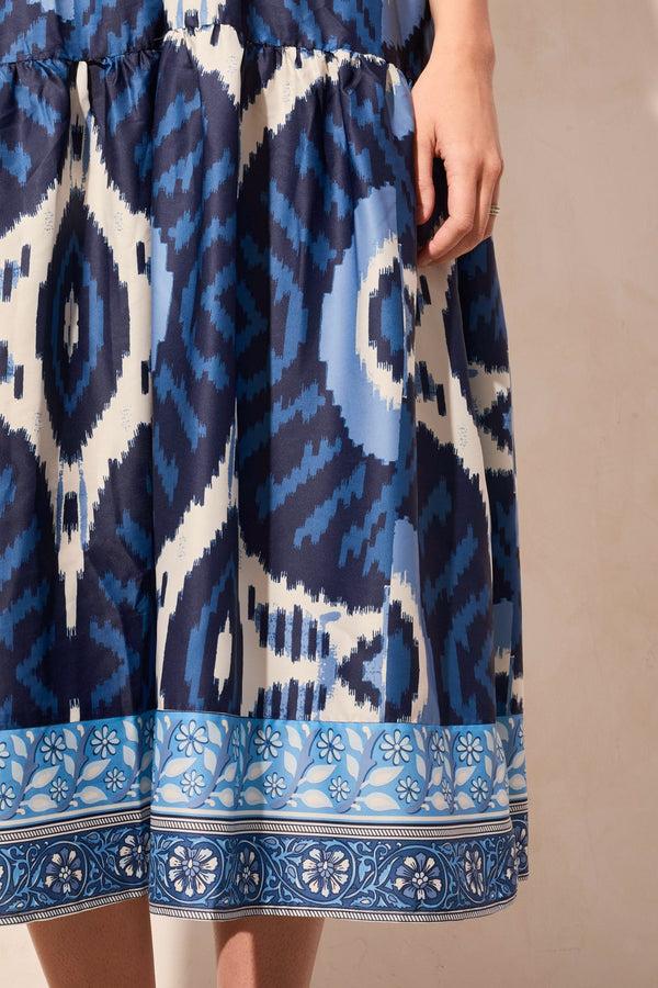 Tribal Robe Maxi Effet Satin Mat Épaules Froncés