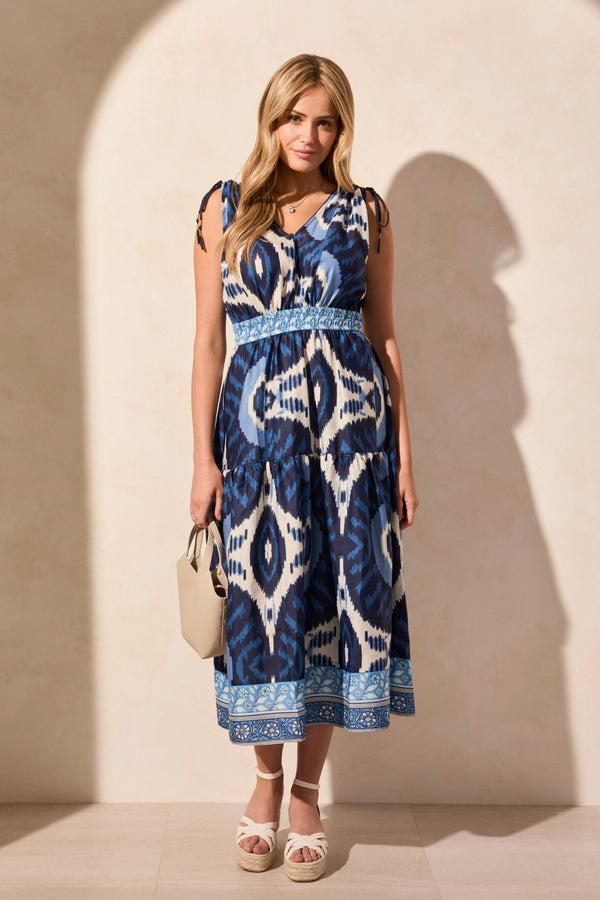 tribal Robe Maxi Effet Satin Mat Épaules Froncés