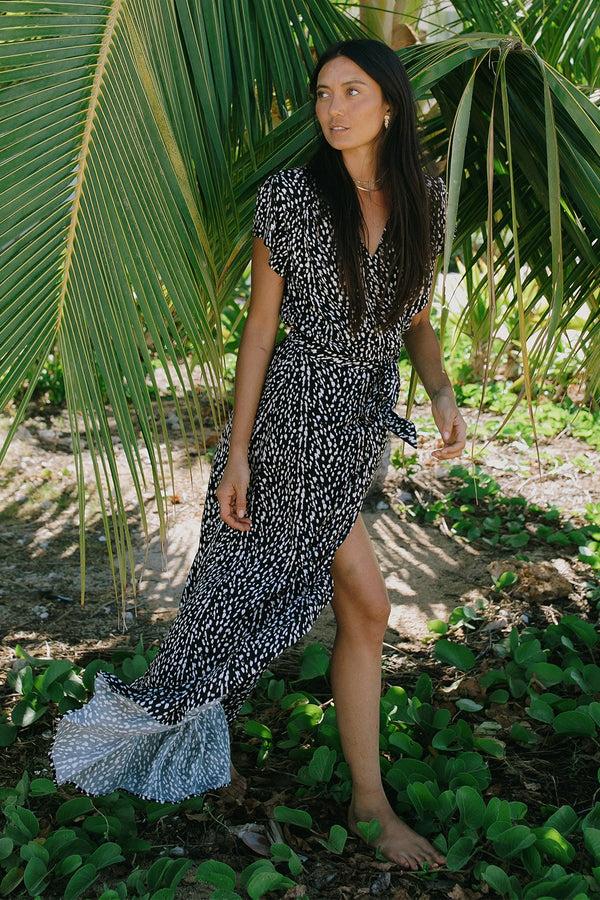 tribal Robe Maxi Manches Courtes