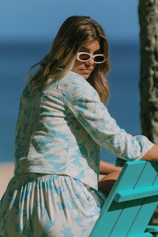 Tribal Veste En Denim Imprimé