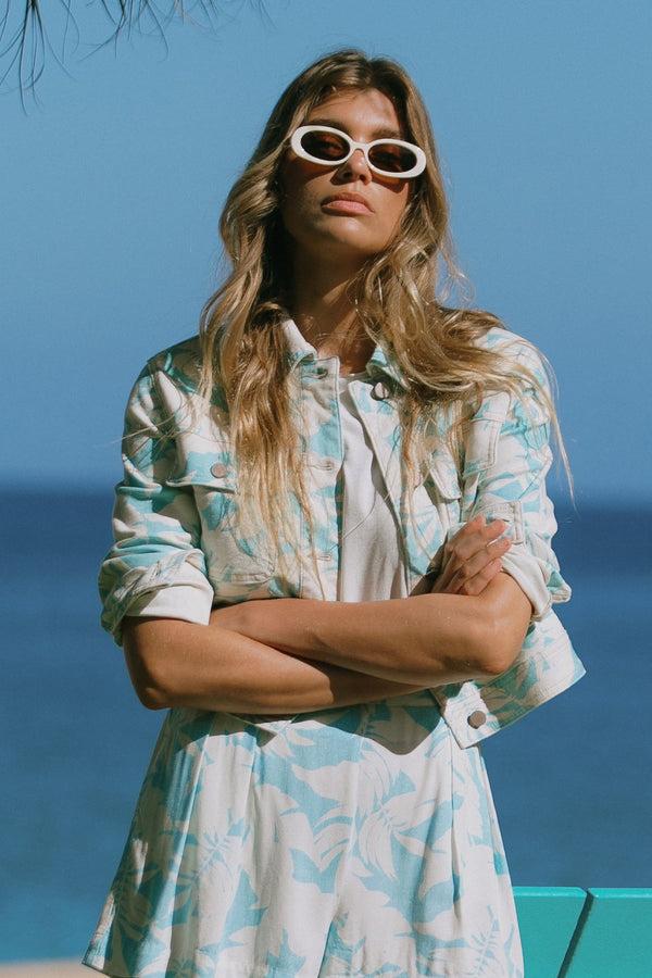 Tribal Veste En Denim Imprimé