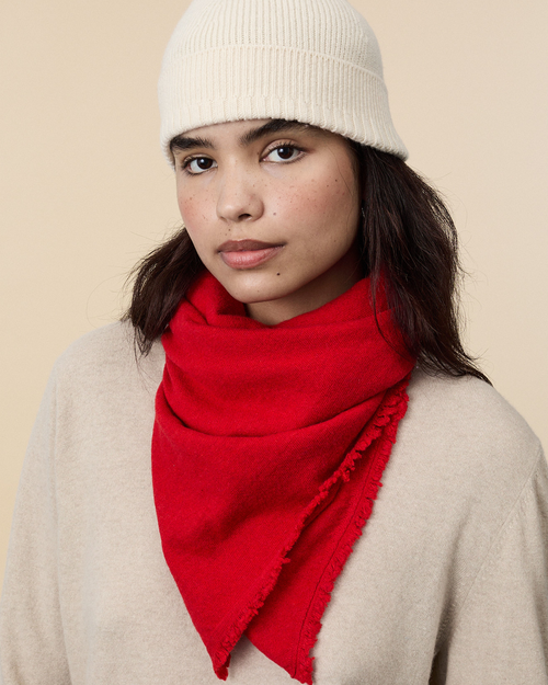 Tricot Bonnet En Cachemire Blanc Cassé Femme – Tricot