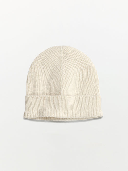 Tricot Bonnet En Cachemire Blanc Cassé Femme – Tricot
