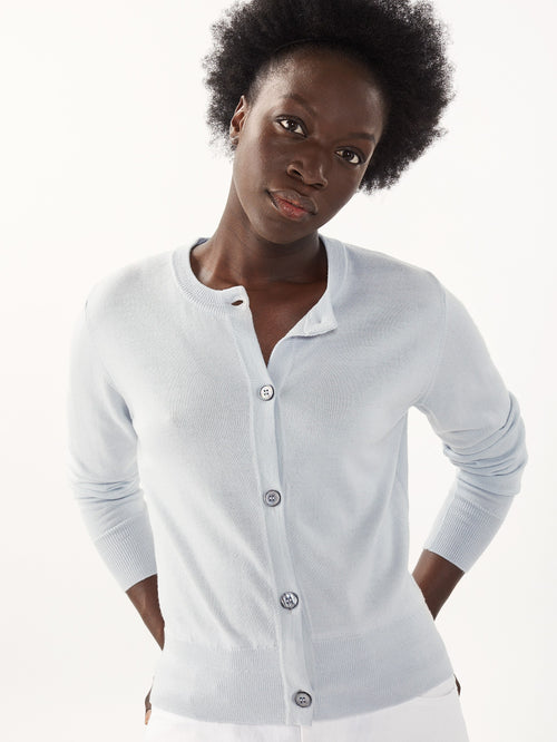 Tricot Cardigan Crop En Laine Extrafine Bleu Ciel Femme – Tricot