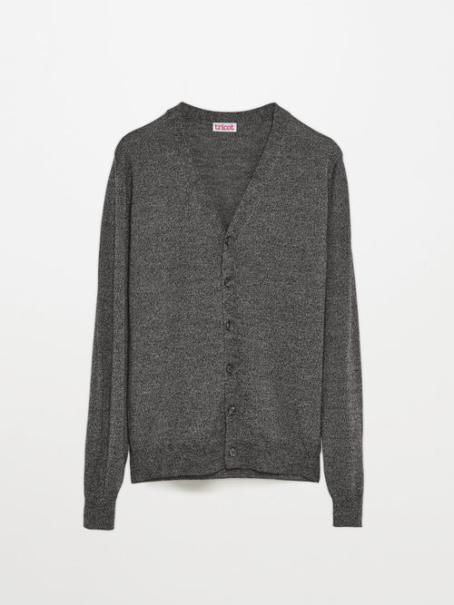 tricot Cardigan en laine extrafine Gris Chiné Homme – Tricot