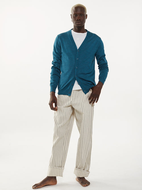 Tricot Cardigan En Laine Extrafine Vert Homme – Tricot