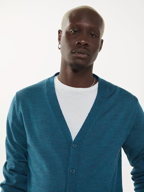 Tricot Cardigan En Laine Extrafine Vert Homme – Tricot