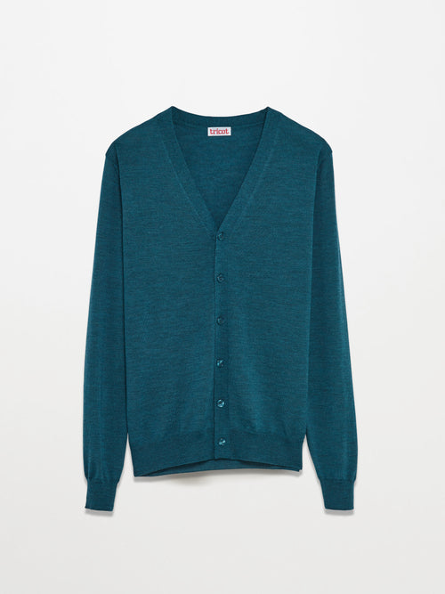 tricot Cardigan en laine extrafine Vert Homme – Tricot
