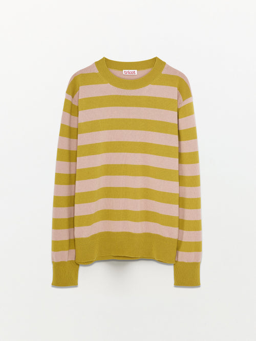tricot Col rond cachemire et coton Jaune et rose Homme – Tricot
