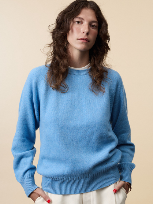 Tricot Col Rond En Cachemire Bleu Nina Femme – Tricot