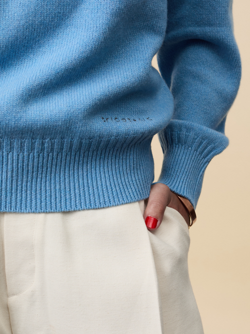 Tricot Col Rond En Cachemire Bleu Nina Femme – Tricot
