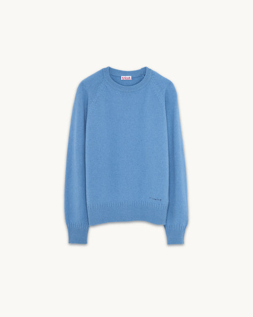 Tricot Col Rond En Cachemire Bleu Nina Femme – Tricot