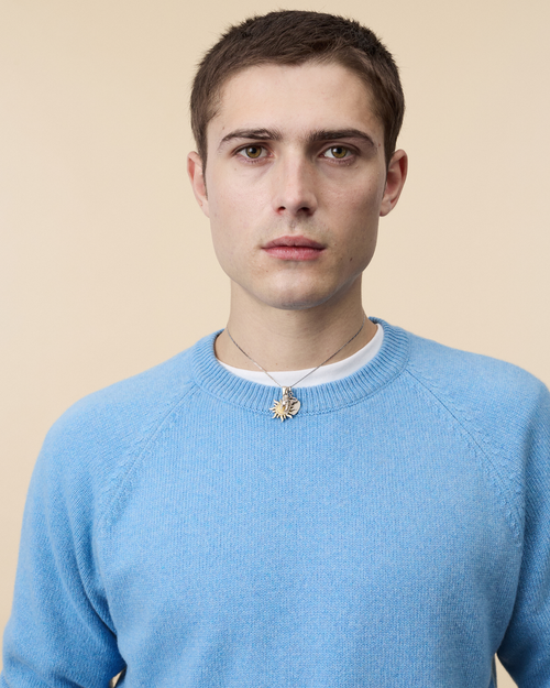 tricot Col rond en cachemire bleu Nina homme – Tricot