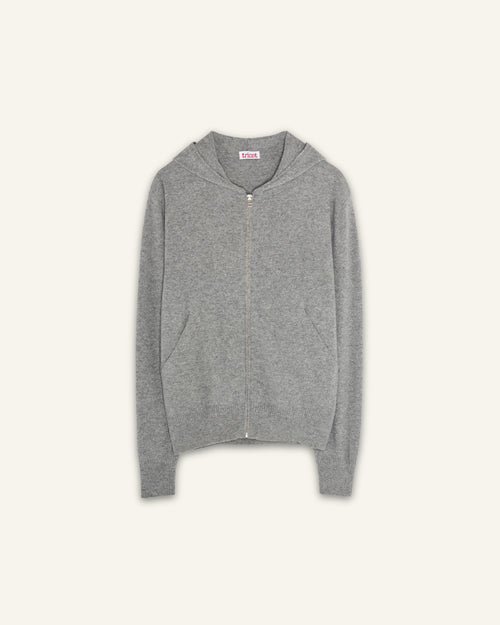 Tricot Hoodie Cachemire Léger Gris Clair Homme – Tricot