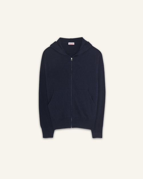 Tricot Hoodie Cachemire Léger Marine Foncé Homme – Tricot