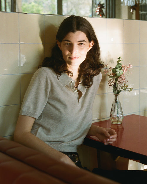 tricot Petit Polo Cachemire Léger Sable Femme – Tricot
