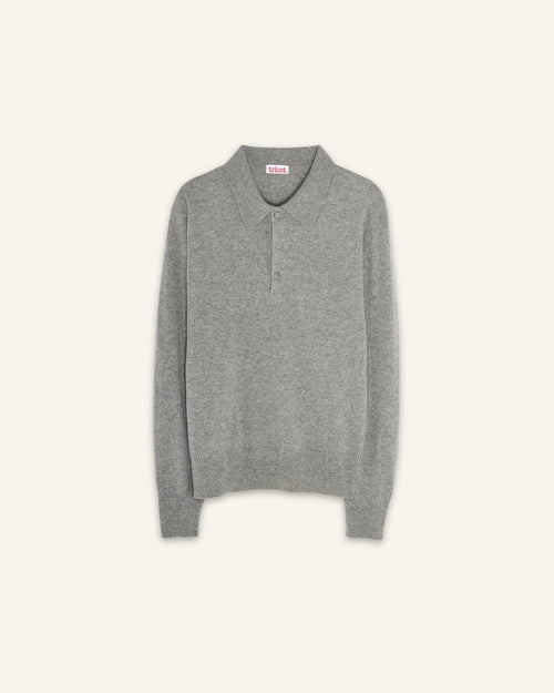 Tricot Polo Cachemire Léger Gris Clair Femme – Tricot