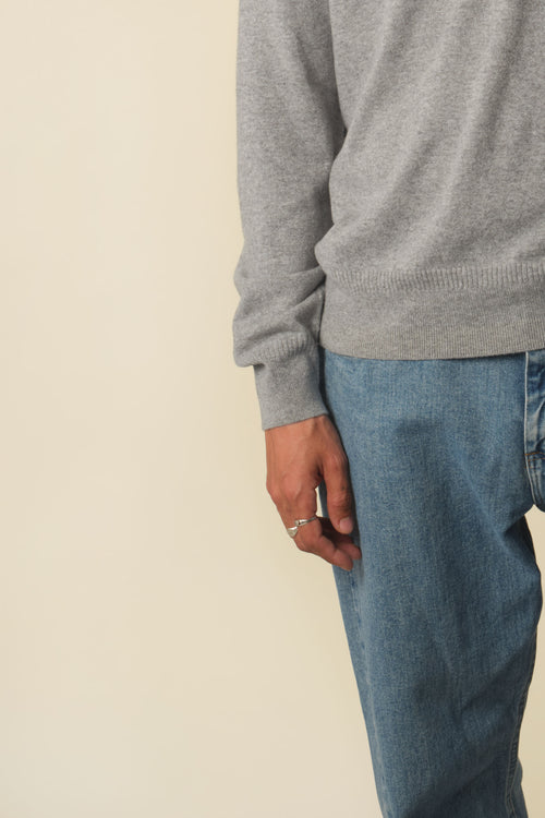 Tricot Polo Cachemire Léger Gris Clair Homme – Tricot