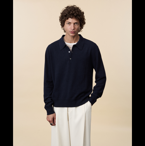 tricot Polo cachemire léger Marine foncé homme – Tricot