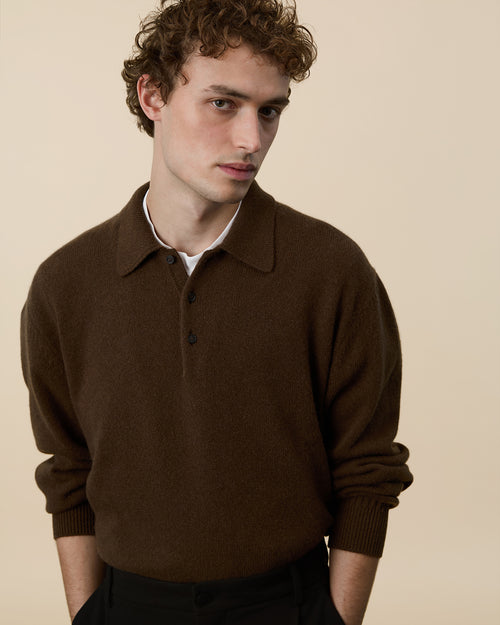 Tricot Polo En Cachemire Marron Tricot X Sabah Homme