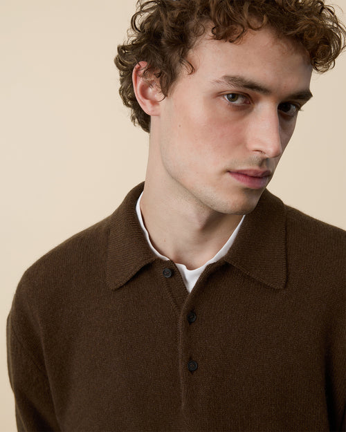 Tricot Polo En Cachemire Marron Tricot X Sabah Homme