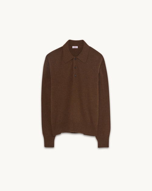 Tricot Polo En Cachemire Marron Tricot X Sabah Homme