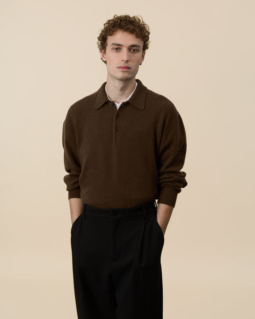 tricot Polo en cachemire Marron Tricot x Sabah Homme