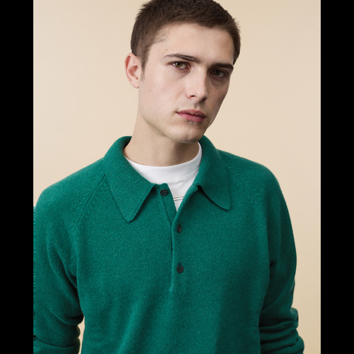 Tricot Polo En Cachemire Vert Bouteille Homme – Tricot