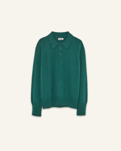 Tricot Polo En Cachemire Vert Bouteille Homme – Tricot