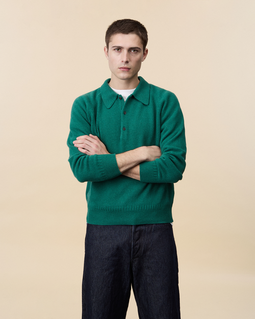 tricot Polo en cachemire Vert Bouteille Homme – Tricot