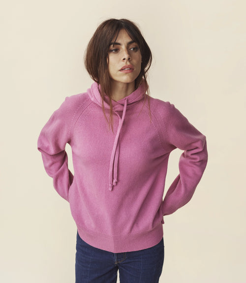 Tricot Pull à Capuche En Laine Et Cachemire Rose Femme – Tricot