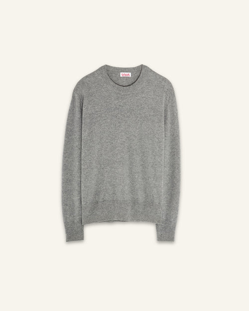 Tricot Pull Col Rond Cachemire Léger Gris Clair Femme – Tricot