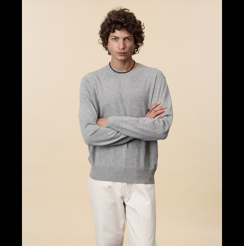 tricot Pull col rond cachemire léger Gris clair homme – Tricot