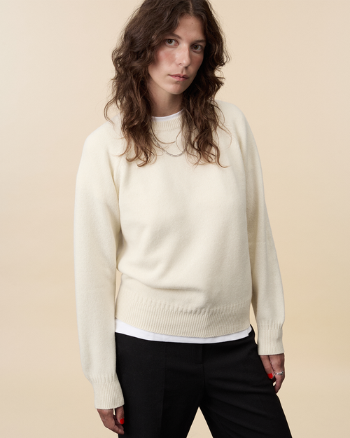Tricot Pull Col Rond En Cachemire Blanc Femme – Tricot