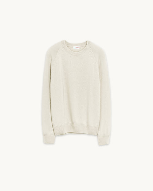 Tricot Pull Col Rond En Cachemire Blanc Femme – Tricot