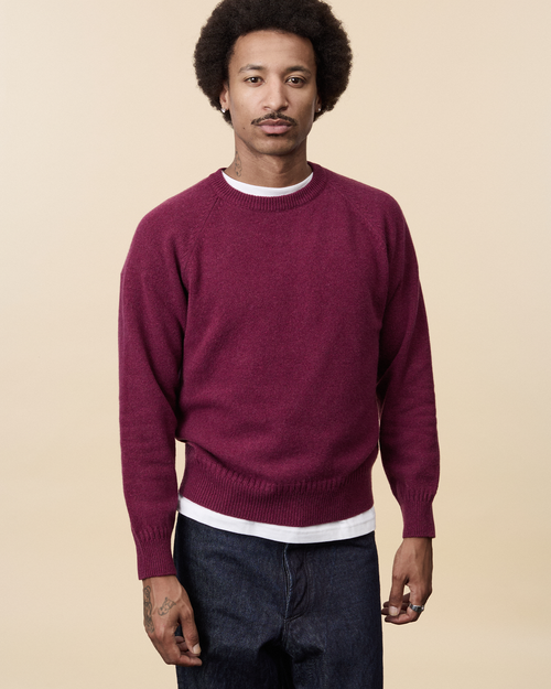 Tricot Pull Col Rond En Cachemire Bordeaux Homme – Tricot