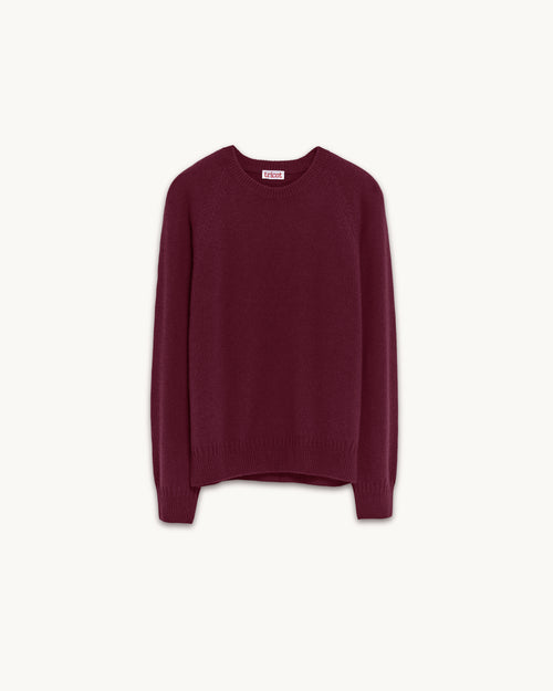 Tricot Pull Col Rond En Cachemire Bordeaux Homme – Tricot
