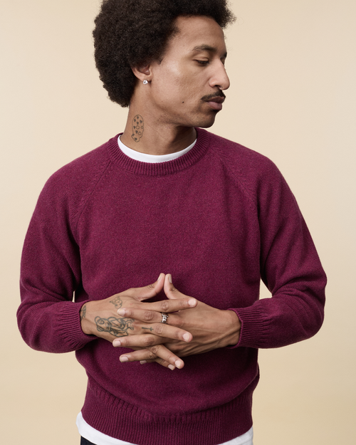 tricot Pull col rond en cachemire Bordeaux Homme – Tricot