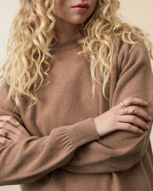 Tricot Pull Col Rond En Cachemire Camel Femme – Tricot