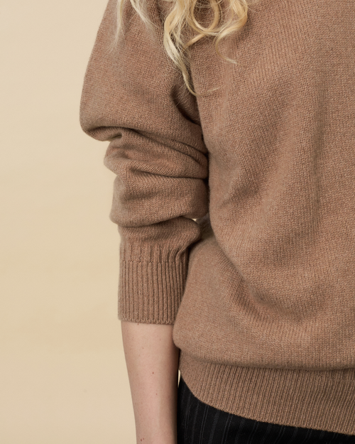 Tricot Pull Col Rond En Cachemire Camel Femme – Tricot