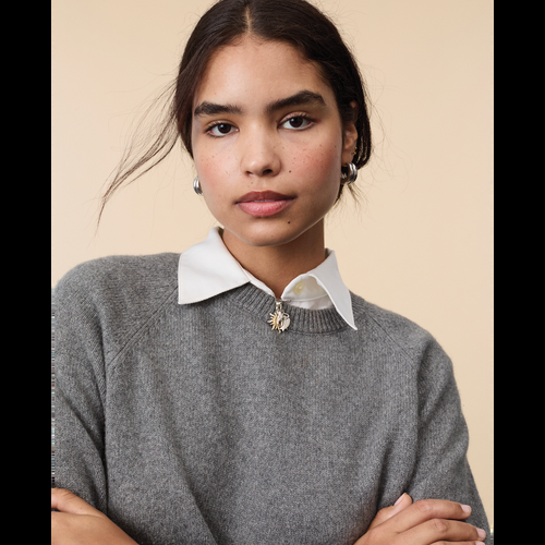 Tricot Pull Col Rond En Cachemire Gris Femme – Tricot