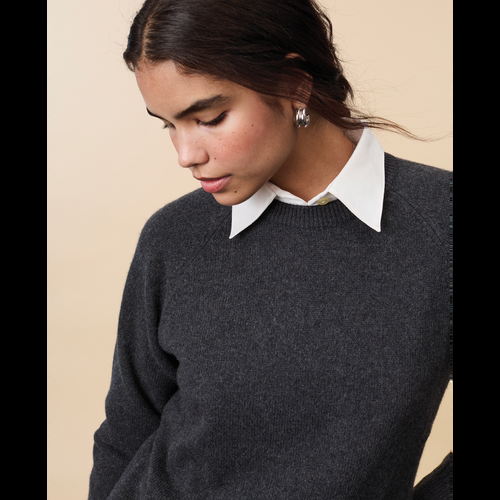 tricot Pull col rond en cachemire Gris foncé Femme – Tricot