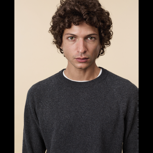 Tricot Pull Col Rond En Cachemire Gris Foncé Homme – Tricot