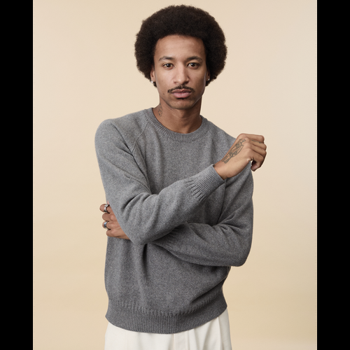 Tricot Pull Col Rond En Cachemire Gris Homme – Tricot