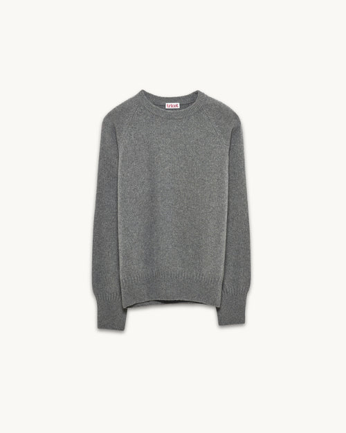 Tricot Pull Col Rond En Cachemire Gris Homme – Tricot